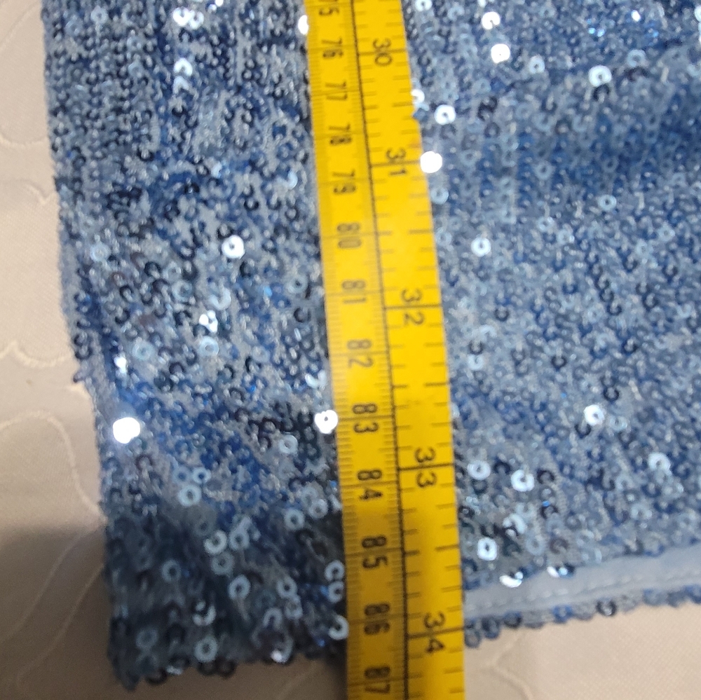 Fashion Nova Dress Large sequin one shoulder strechable in blue sky color. - Picture 9 of 16